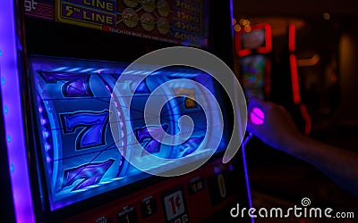 777 WINS by Las Vegas casino. Editorial Stock Photo