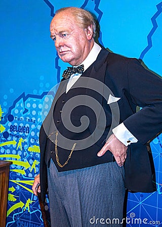 Winston Churchill at the London Madame Tussauds wax museum Editorial Stock Photo