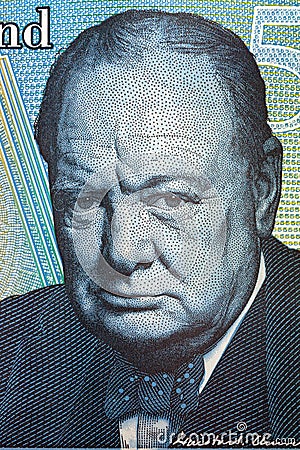 Winston Churchill portrait from British money Editorial Stock Photo