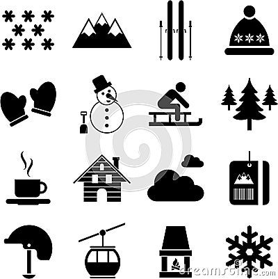 Winter/alpine/ski pictograms Vector Illustration