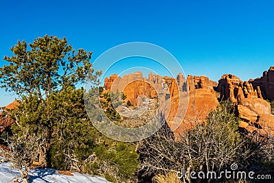 Winter in Arches National Park Stock Photo