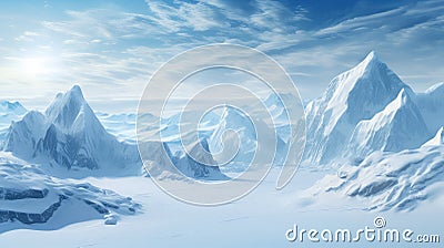 winter arctic mountain ranges Cartoon Illustration