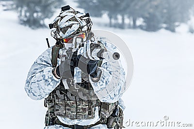 Winter arctic warfare Stock Photo