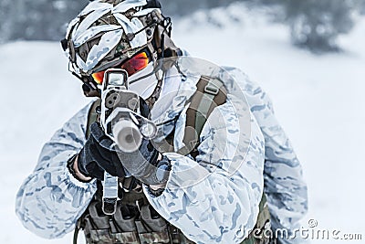 Winter arctic warfare Stock Photo