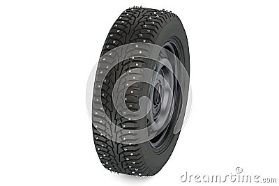 Winter automotive tyre with studs Stock Photo