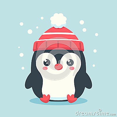 Winter baby penguin Vector Illustration