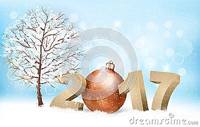 Winter 2017 background with a bauble. Vector. Vector Illustration