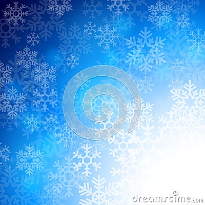 Winter background with beautiful various snowflakes Vector Illustration