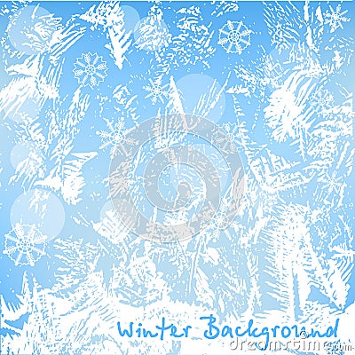 Winter background with beautiful various snowflakes. Winter bokeh background with snowflakes. Winter rime background Vector Illustration