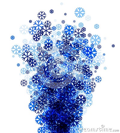 Winter background with blue snowflakes. Vector Illustration