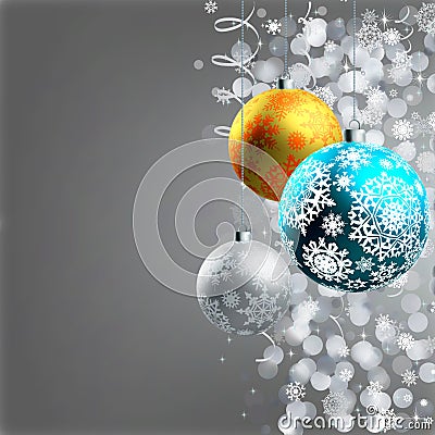 Winter background with Christmas decoration Vector Illustration