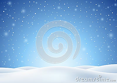 Winter Background with Falling Snow Vector Illustration