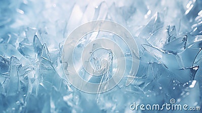 winter background with frost crystal border on ice Stock Photo