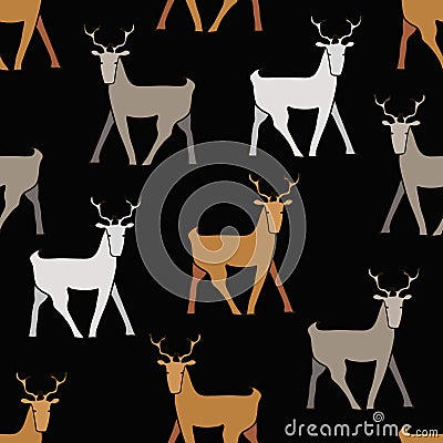 Winter background with funny deers Vector Illustration