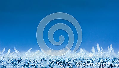 Winter background with glittering ice crystals with copy space, macro photos Stock Photo