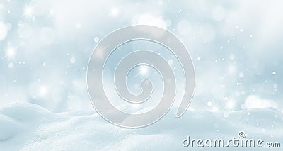Winter background with snow and blurred bokeh. Stock Photo