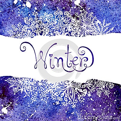 Winter background with snowflakes. Painting. Vector Illustration