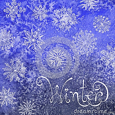 Winter background with snowflakes. Painting. Vector Illustration