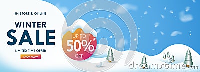 Winter background. with snowflakes. Vector illustration banner. Vector Illustration