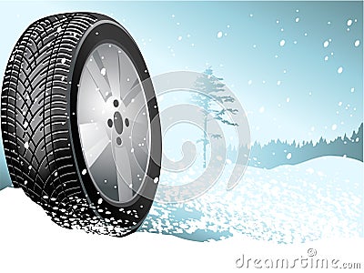 Winter background with winter tire Vector Illustration