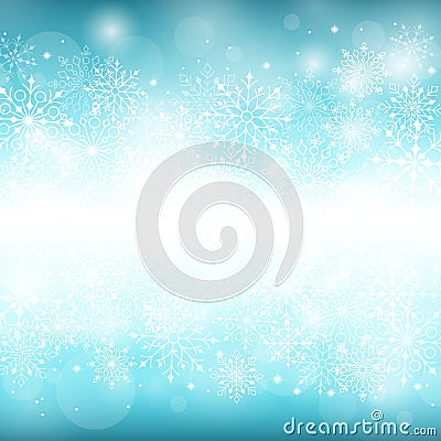 Winter Background with Various Cold Blue Snowflakes Pattern Vector Illustration