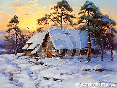 Winter Baltic Coastal Reed Hut Stock Photo