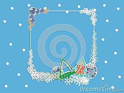 Winter banner with light blue background, snowflakes Stock Photo