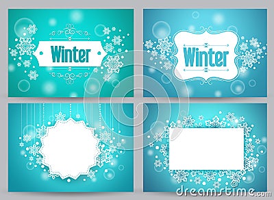 Winter banners and backgrounds vector bundle with designs Vector Illustration