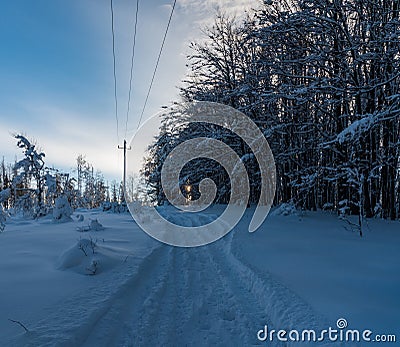 Winter bellow Wielka Racza hill in Beskid Zywiecki mountains on polish - slovakian borders Stock Photo