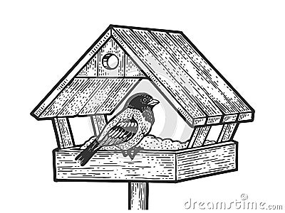 Winter bird feeder sketch vector illustration Vector Illustration