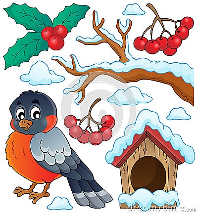 Winter bird theme collection 1 Vector Illustration