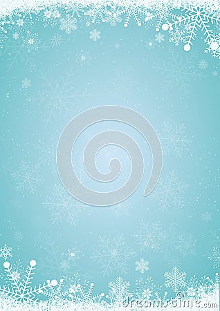 Winter blue christmas background with snowflake border Vector Illustration