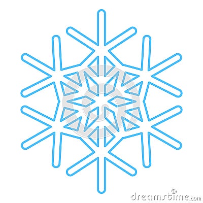 Winter Blue Fluffy Snowflake Thin Stroked Icon Vector Illustration