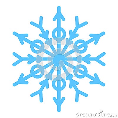 Winter Blue Freeze Snowflake Thick Line Icon Vector Illustration