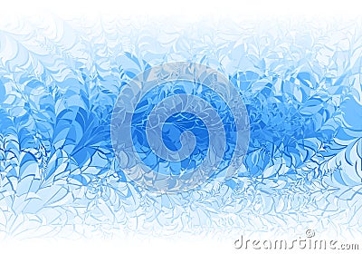 Winter blue frost pattern on white background Vector Illustration