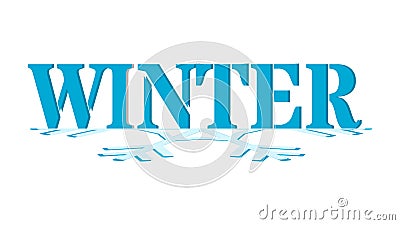 Winter - 3D word on a half of a snowflake Vector Illustration