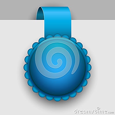 Winter blue rosette tag. Vector Illustration