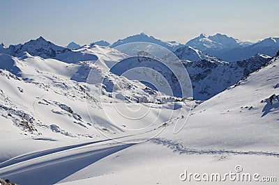 Winter blues in the beautiful mountains Stock Photo