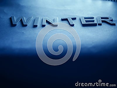 Winter blues message on blue background Stock Photo