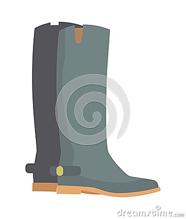 Winter Boots Isolated on White. Grey Rubber Shoes Vector Illustration