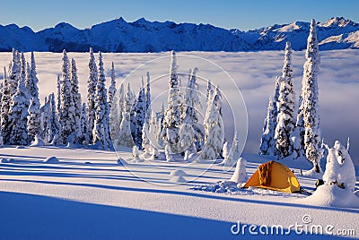 Winter Camping Stock Photo