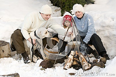 Winter camping Stock Photo