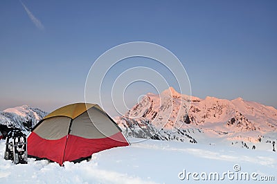 Winter Camping at Huntoon point on Artist Ridge Stock Photo