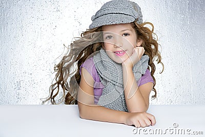 Winter cap wool scarf litle fashion girl Stock Photo