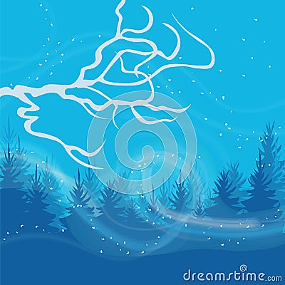 Winter card with cold wind blowing Vector Illustration
