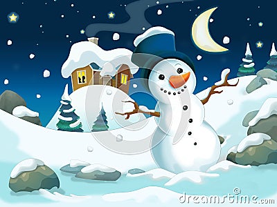 Winter cartoon illustration for the children Cartoon Illustration