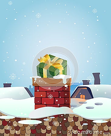 Winter christmas background with gifts vector Winter holidays Vector Illustration