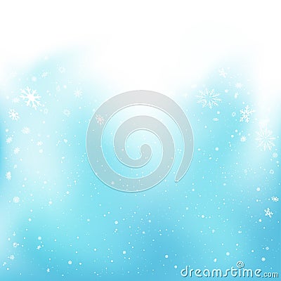 Winter Christmas snowfall from azure sky Vector Illustration