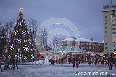 Winter and Christmas time in Daugavpils city Editorial Stock Photo