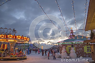 Winter and Christmas time in Daugavpils city Editorial Stock Photo